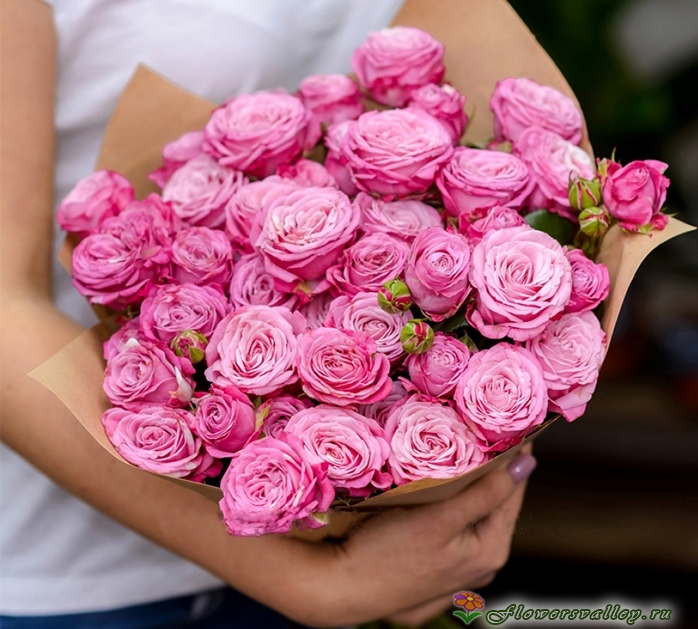 Букет из 25 кустовых пионовидных роз 