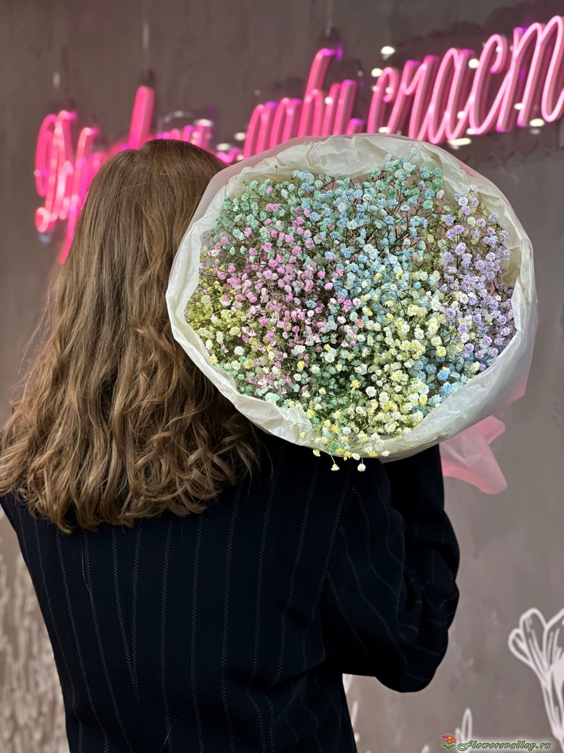 Букет разноцветной гипсофилы, 9 шт.