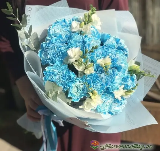 Купить букет Лагуна из голубых гвоздик недорого | Flowers Valley