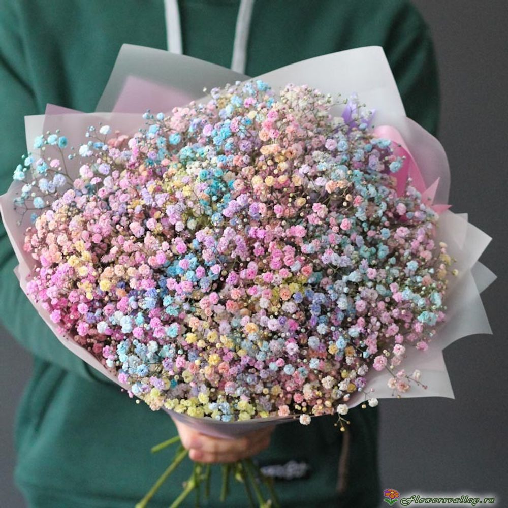 Букет из разноцветной гипсофилы