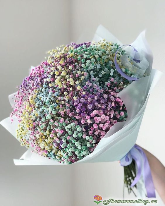Букет из разноцветной гипсофилы
