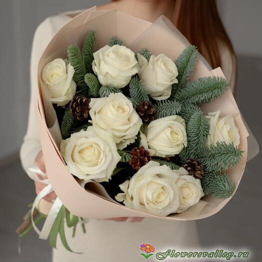 Букет из роз и нобилиса