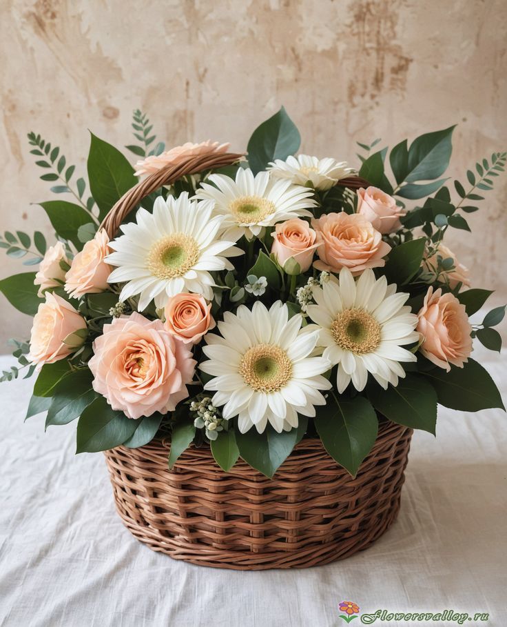 Корзинка разноцветных гербер