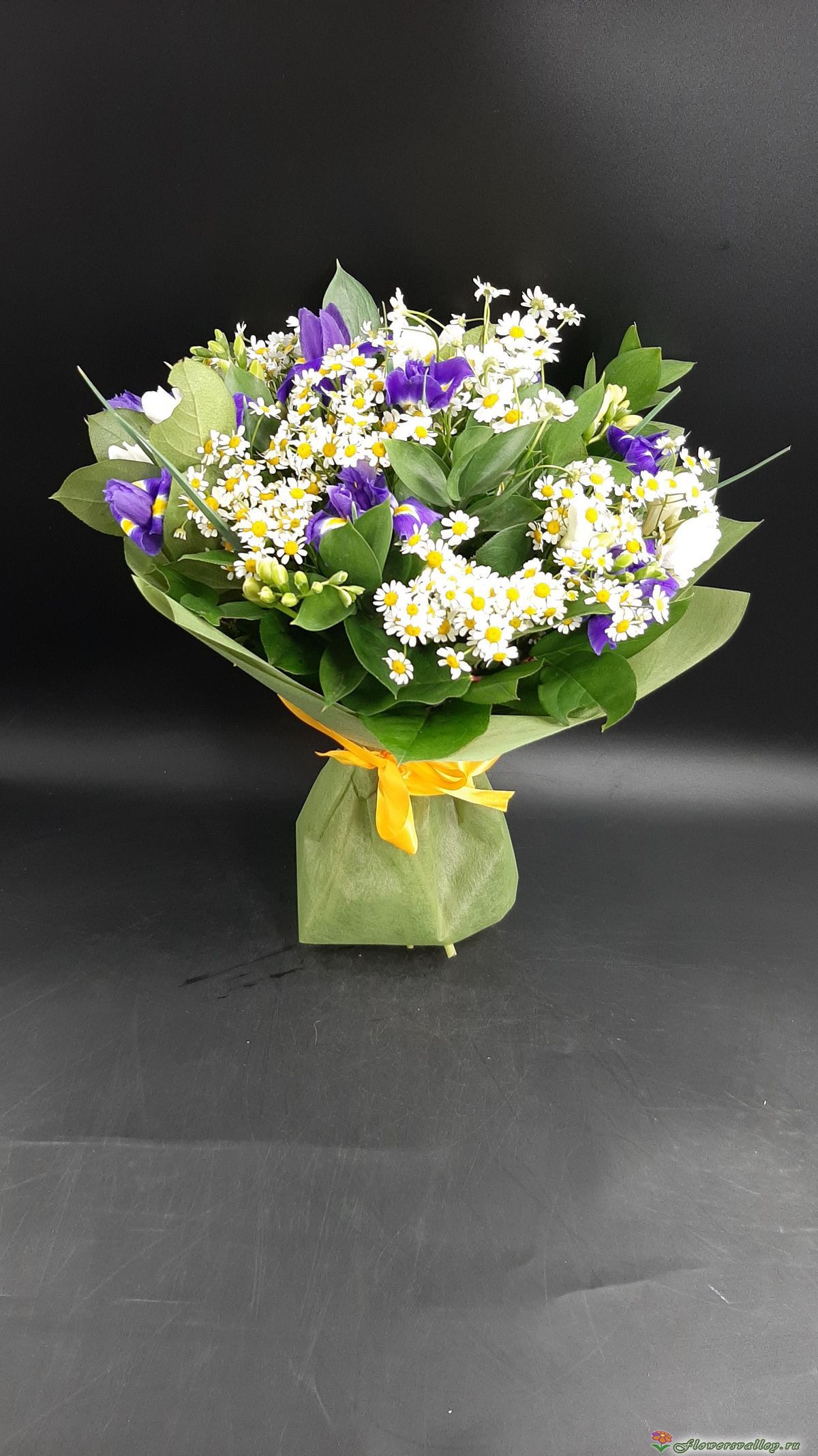 .Букет из ромашек и 9 ирисов