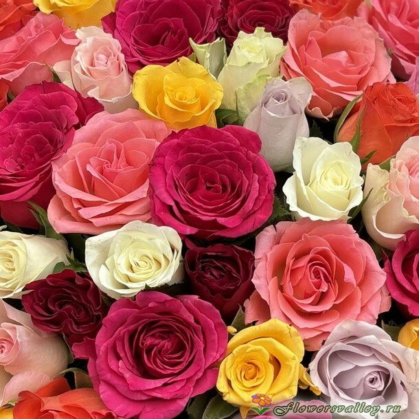 корзина из разноцветных роз