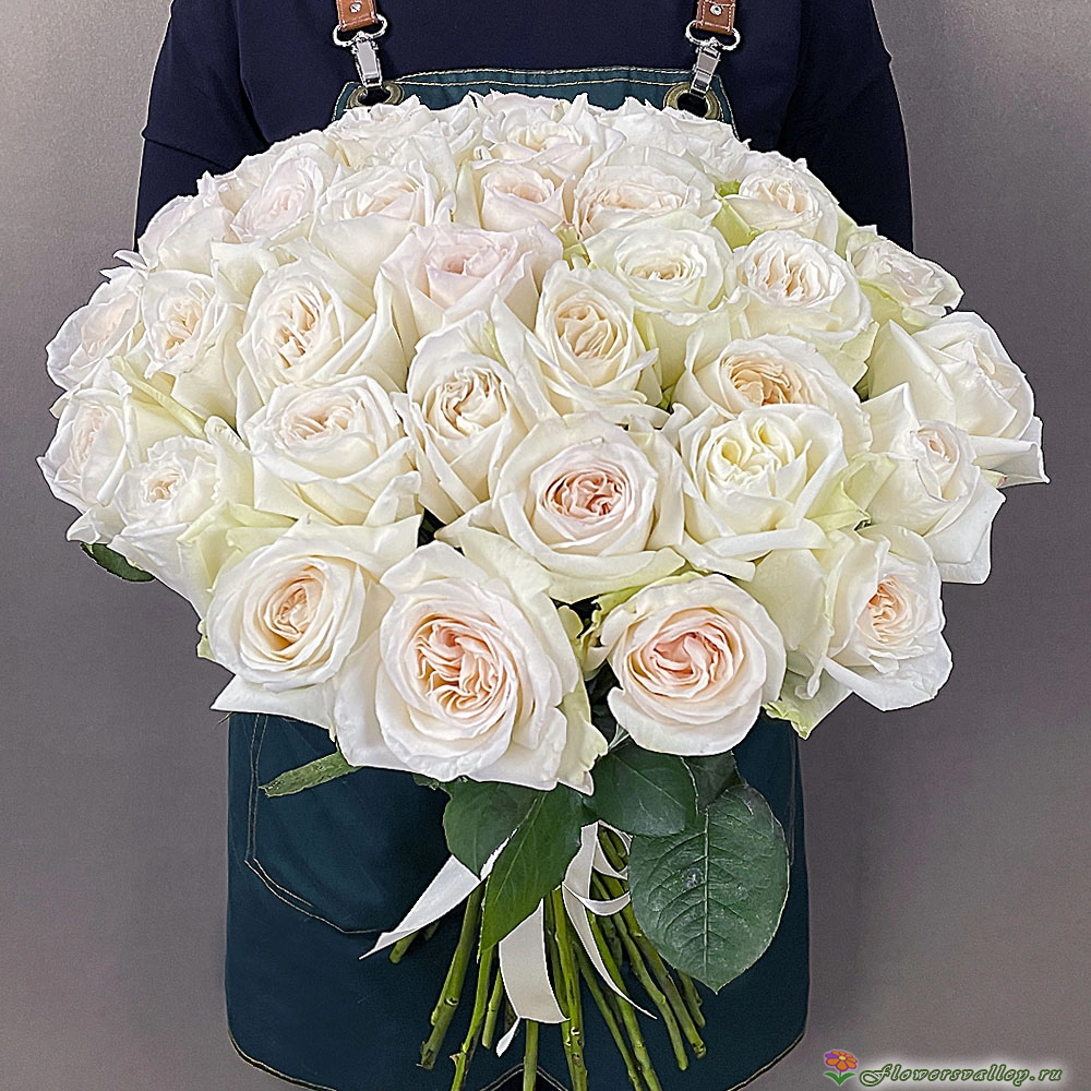 Букет из роз Вайт Охара ( сорт White O'Hara, пр-во Эквадор) Фото 9