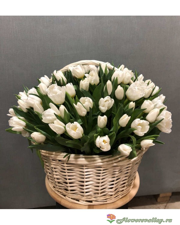 Корзинка 101 белый тюльпан