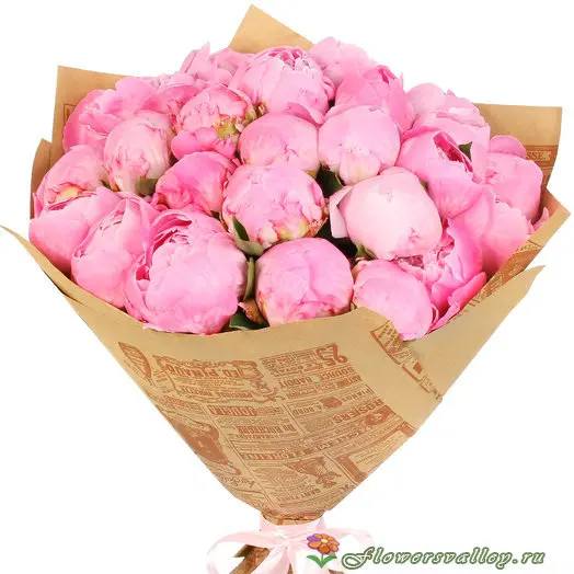 Букет 25 розовых пионов