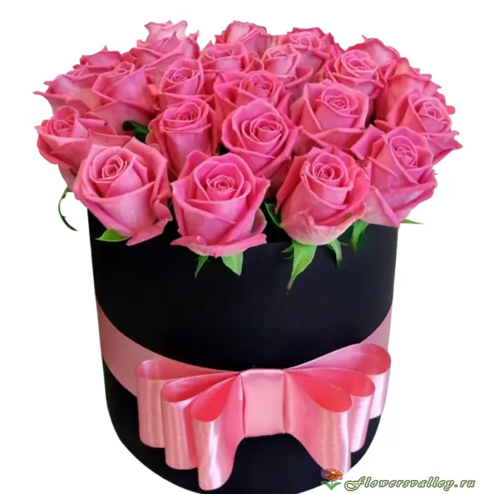 Шляпная коробка с розовой розой 25 шт.