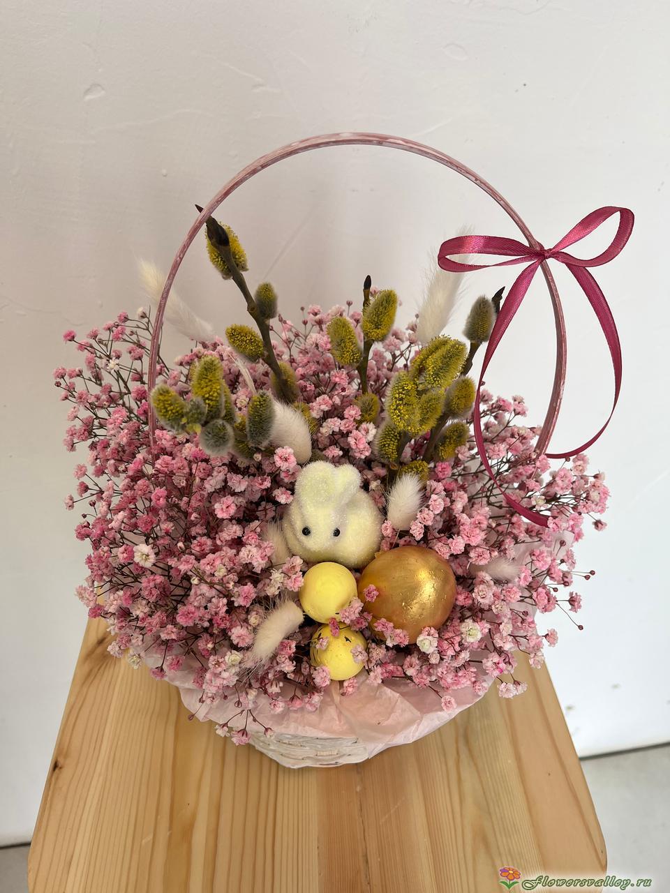 гипсафила, верба. декоративные яйца, фигурка зайца