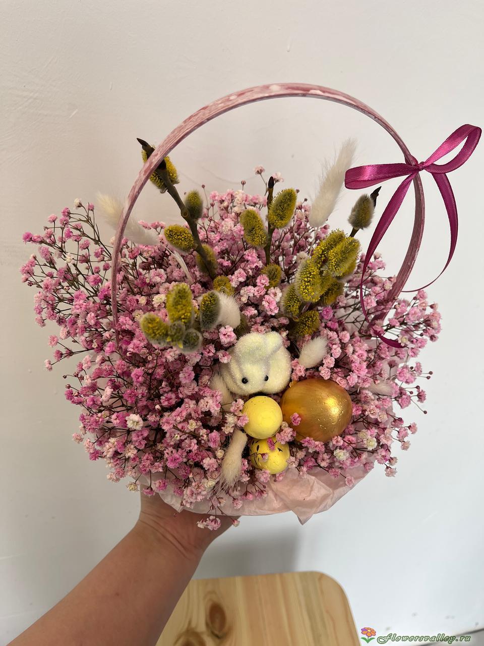 гипсафила, верба. декоративные яйца, фигурка зайца