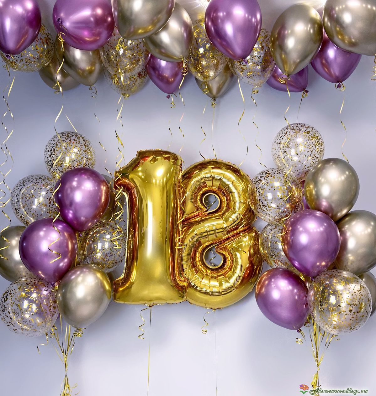Композиция из воздушных шаров с цифрой(18)