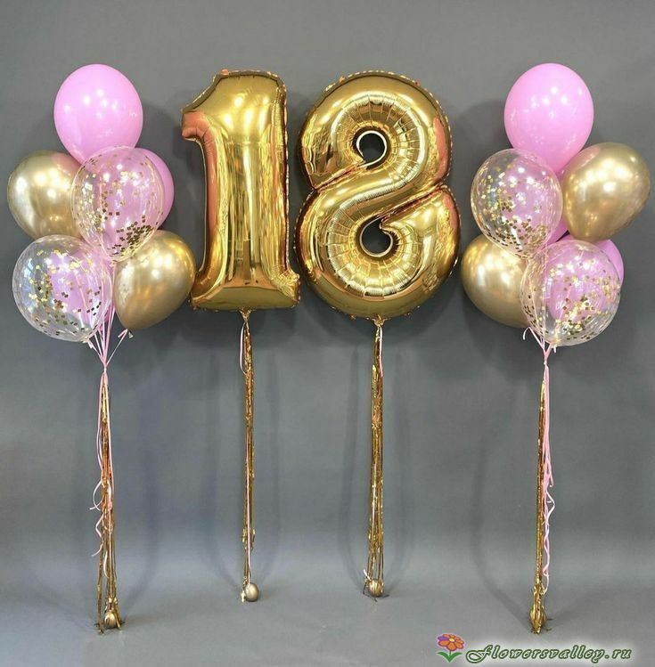 Композиция из воздушных шаров с цифрой(18)