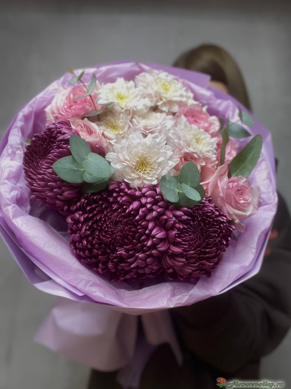 Букет "Сияние" с хризентемой бигуди 