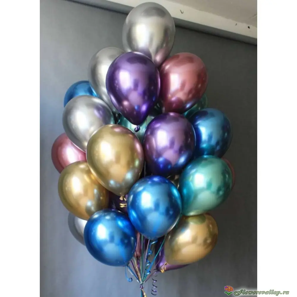 Букет из 20 воздушных шаров (цвет ассорти хром)