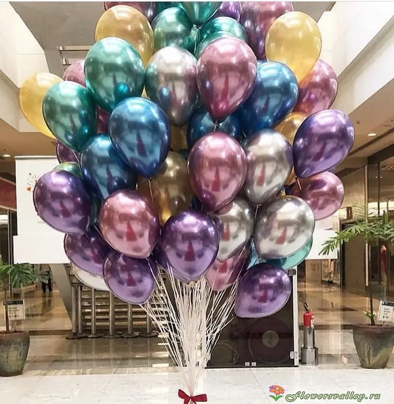 Букет из 50 воздушных шаров (цвет ассорти хром)