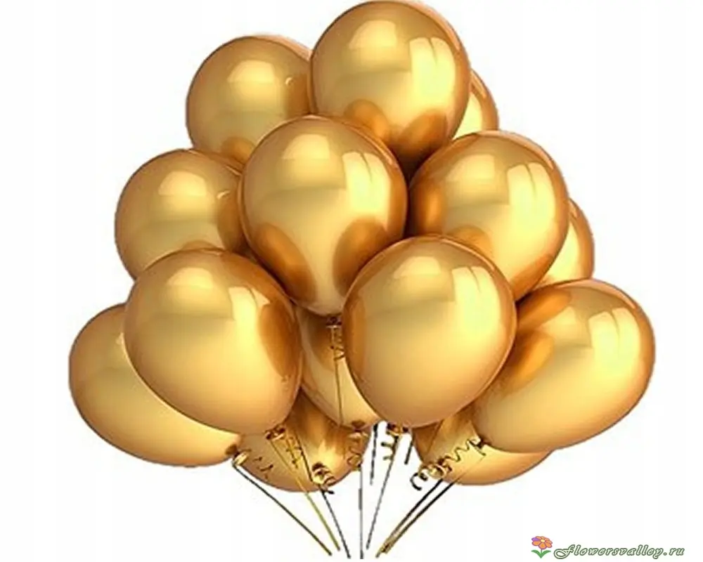 Букет из 15 воздушных шаров (цвет золото хром)