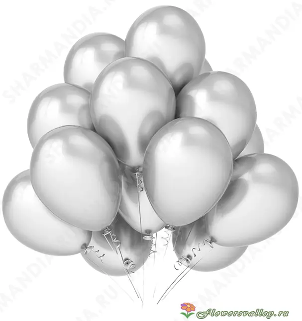 Букет из 15 воздушных шаров (цвет серебро хром)
