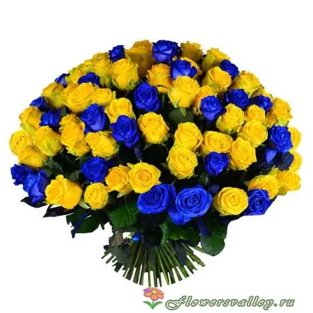 Букет из 101 желтой и синей розы