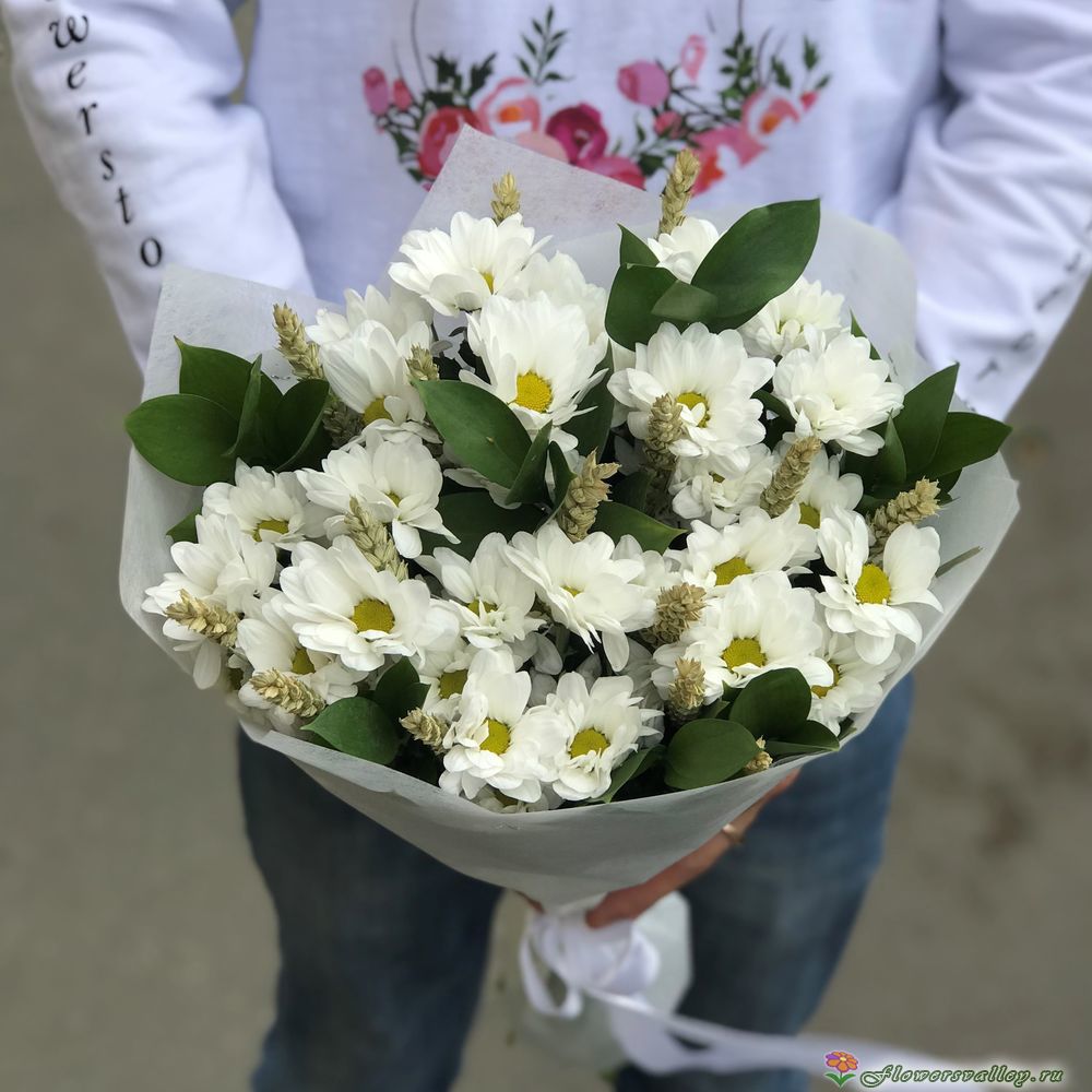 букет с хризантемой и пщеницей