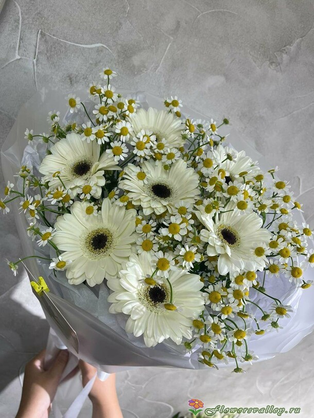 букет с герберами и ромашками