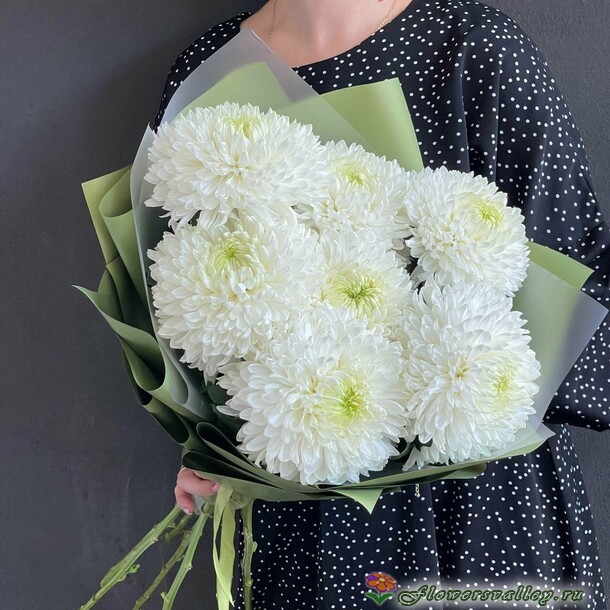 букет 7 хризантем одноголовых