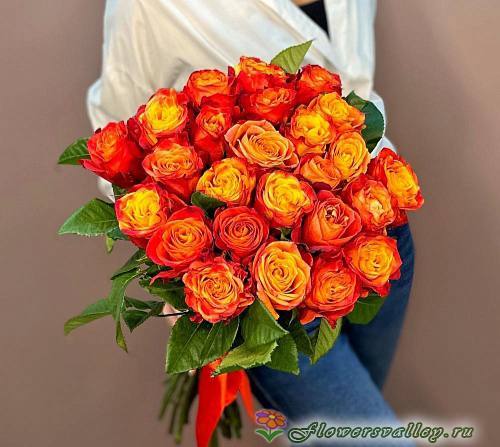 Букет из 25 красных роз (пр-во Эквадор, сорт "хай мэджик")