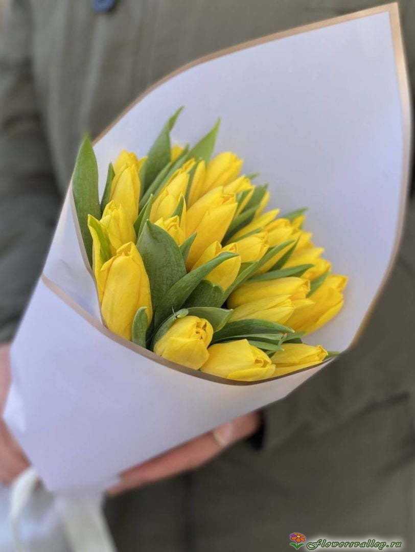 25 желтых тюльпанов