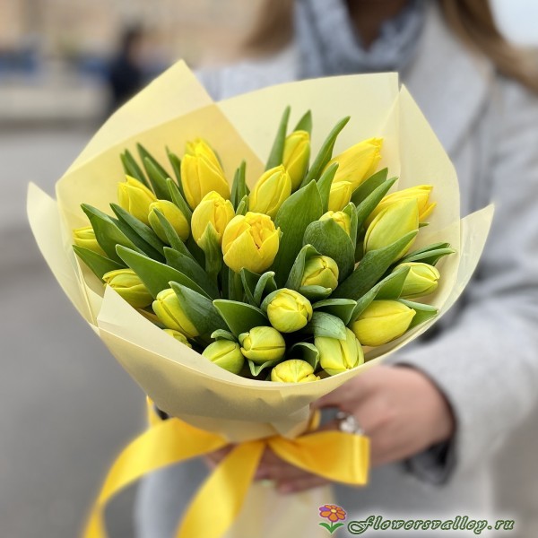 25 желтых тюльпанов
