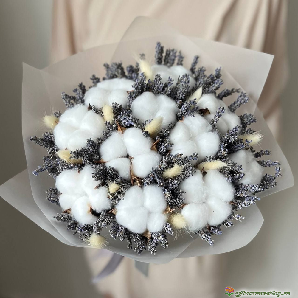 Букет "Зимнее утро" с хлопком и лавандой