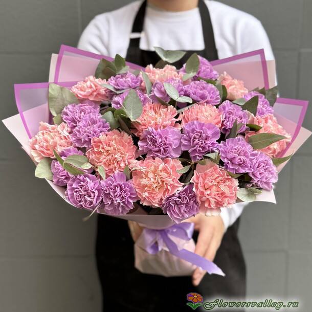 Букет разноцветных гвоздик, 25 шт