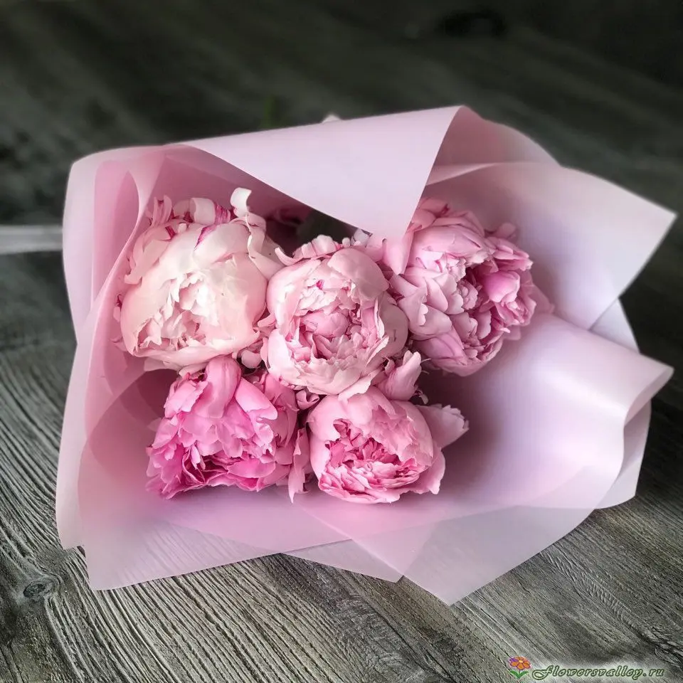 Букет из 5 розовых пионов | Flowers Valley