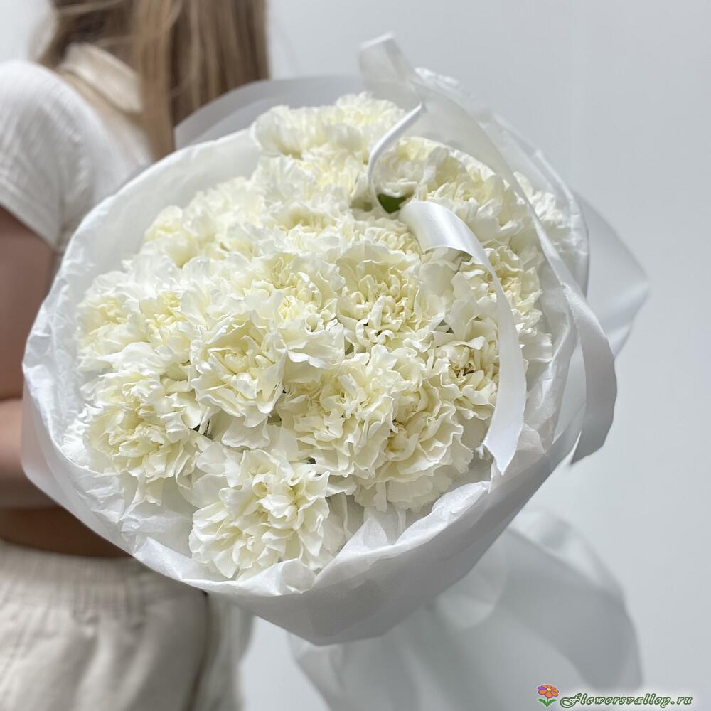Букет из 25 белых гвоздик