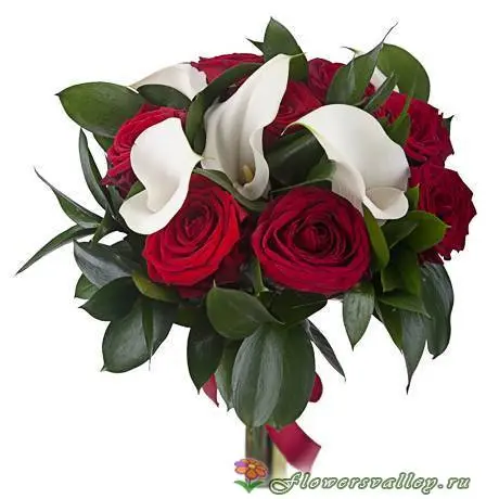 Купить букет из белых калл и роз недорого Екатеринбург