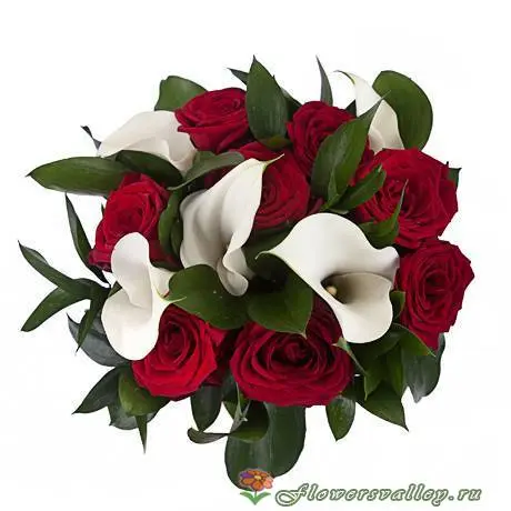 Купить букет из красных роз и калл недорого Екатеринбург