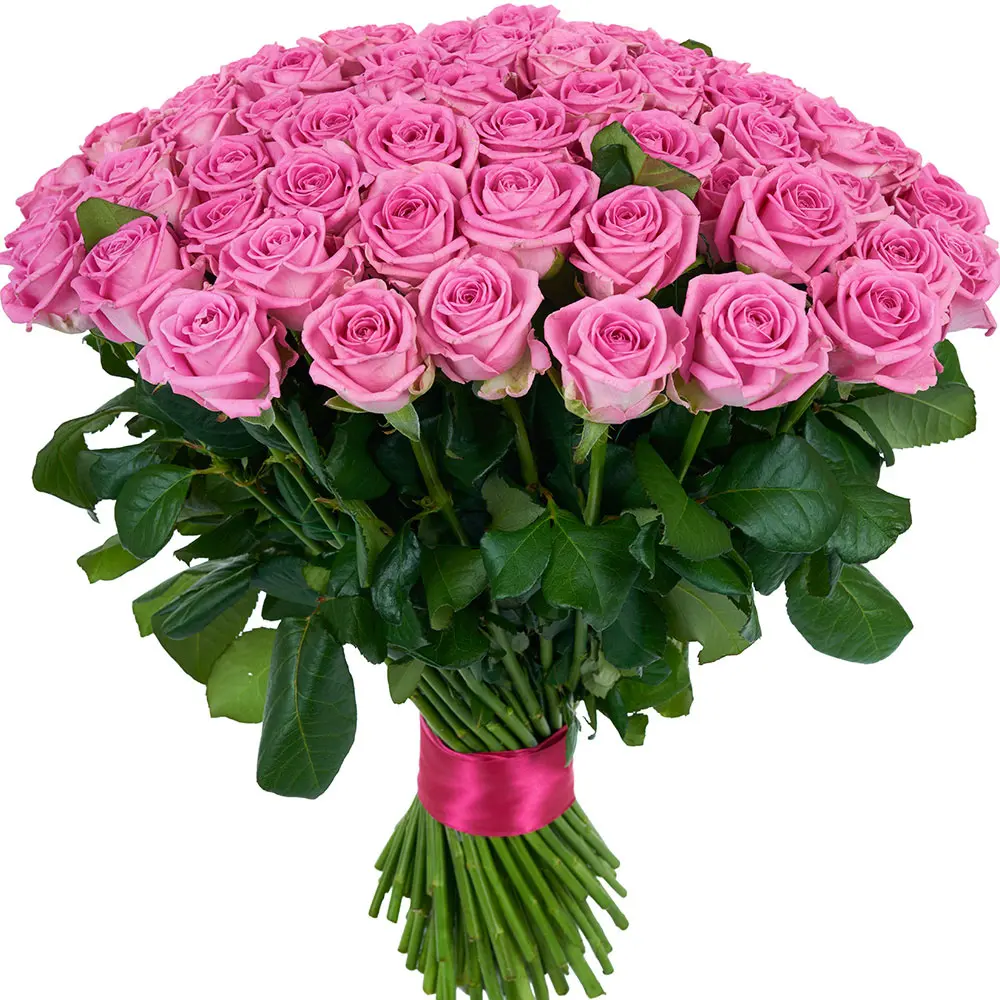 Букет из 101 розовой розы сорт 
