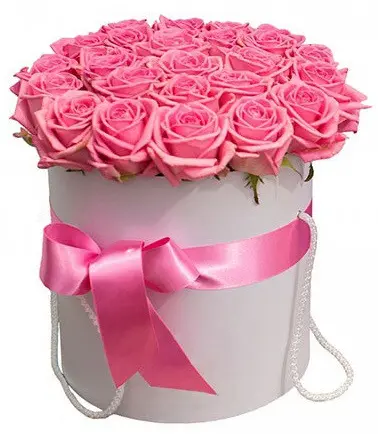 Шляпная коробка малая с розовой розой 25 шт.