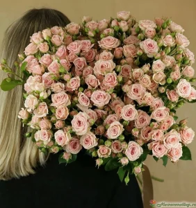 Букет из розовых кустовых роз "Лидия" (Lidia), 35 шт
