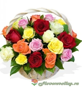 Корзинка из 25 роз, 25 шт