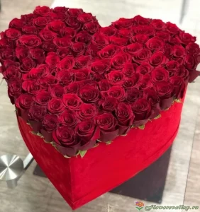 Сердце из 101 розы, 101 шт