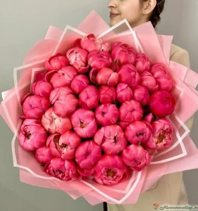 Букет из пионов Корал Шарм (Coral Charm), 35 шт