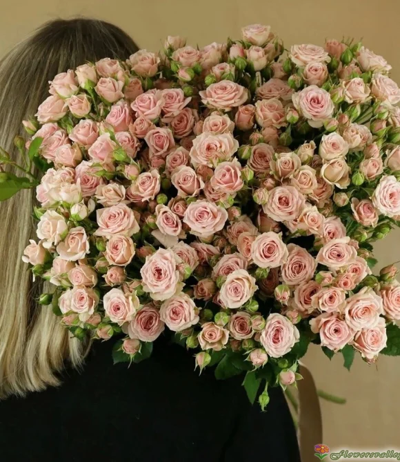 Букет из 51 розовых кустовых роз "Лидия" (Lidia)