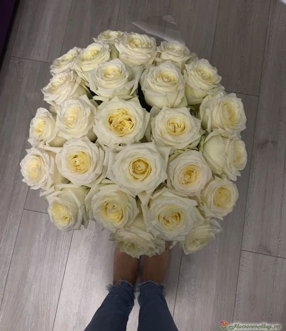 25  белых роз Аваланш