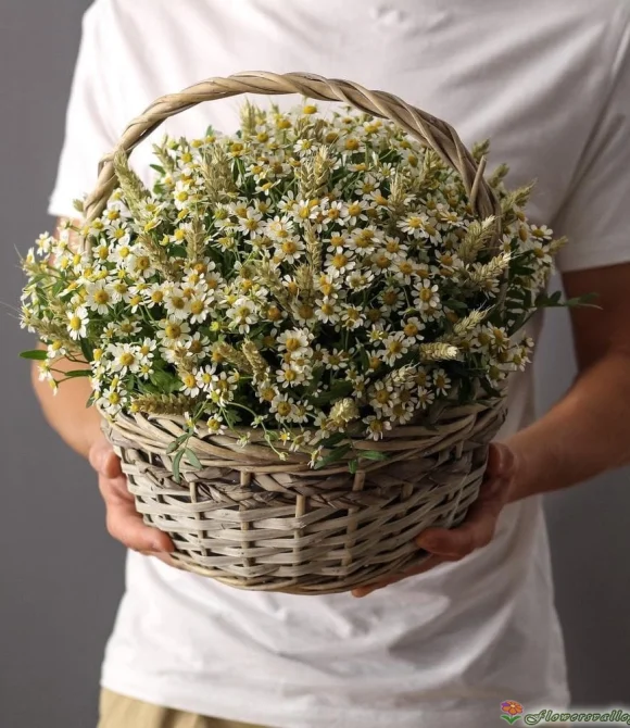 Корзина с ромашками