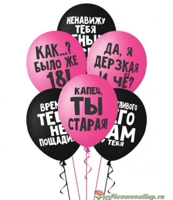 Шары "Оскорбительные для неё с ДР",  7 шт., фото 2.