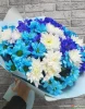 Букет из синих и белых хризантем, 11 шт.