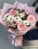 Букет из гербер хризантем и кустовой розы