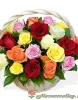 Цветы в корзинке. 25 разноцветных роз.
