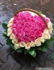 Сердце из 101 розовой розы в корзине